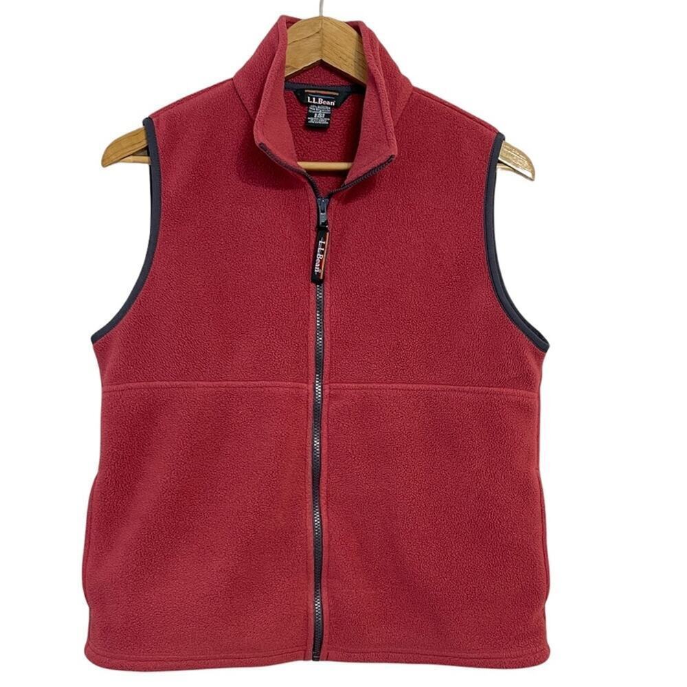 L.L. Bean Fleece Vest Full Zip Red Size S